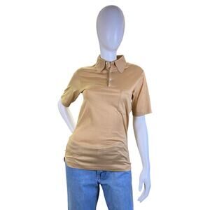 1970s Vintage Hathaway Cotton Lisle Camel Golf Polo Shirt